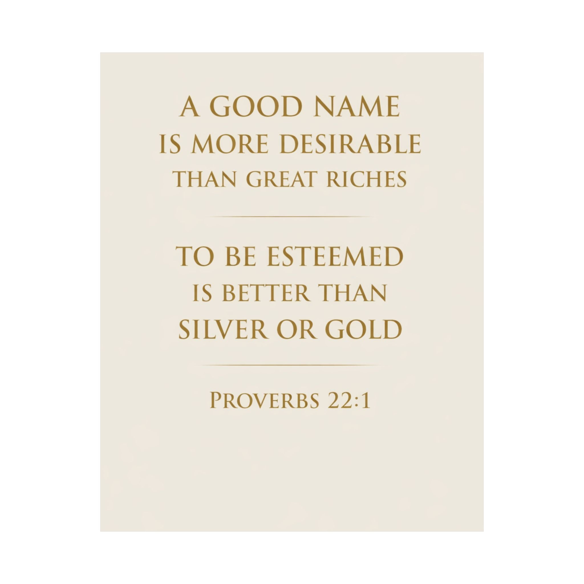 Proverbs 22 1 Poster Christian Wall Art A Good Name Is More Desirable Bible Verse Poster Scripture Decor Faith Based Home Decor Gift