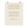 Proverbs 22 1 Poster Christian Wall Art A Good Name Is More Desirable Bible Verse Poster Scripture Decor Faith Based Home Decor Gift