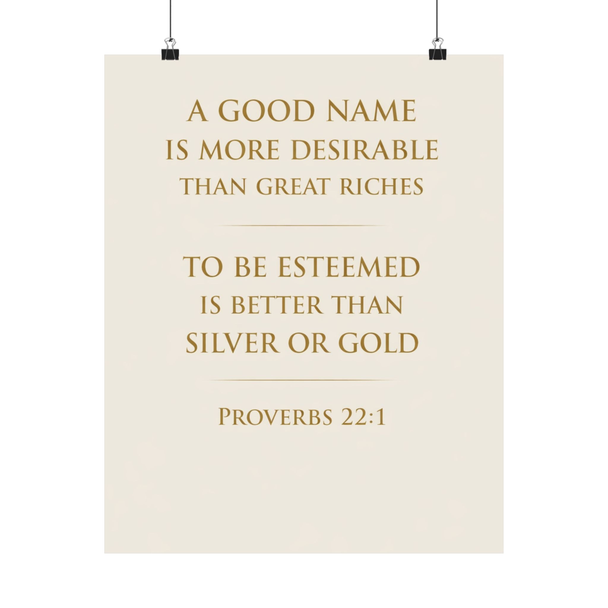 Proverbs 22 1 Poster Christian Wall Art A Good Name Is More Desirable Bible Verse Poster Scripture Decor Faith Based Home Decor Gift